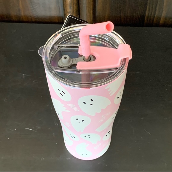 Pink Ghosts 30oz Stainless Steel Insulated Halloween Tumbler with Straw - Picture 5 of 10